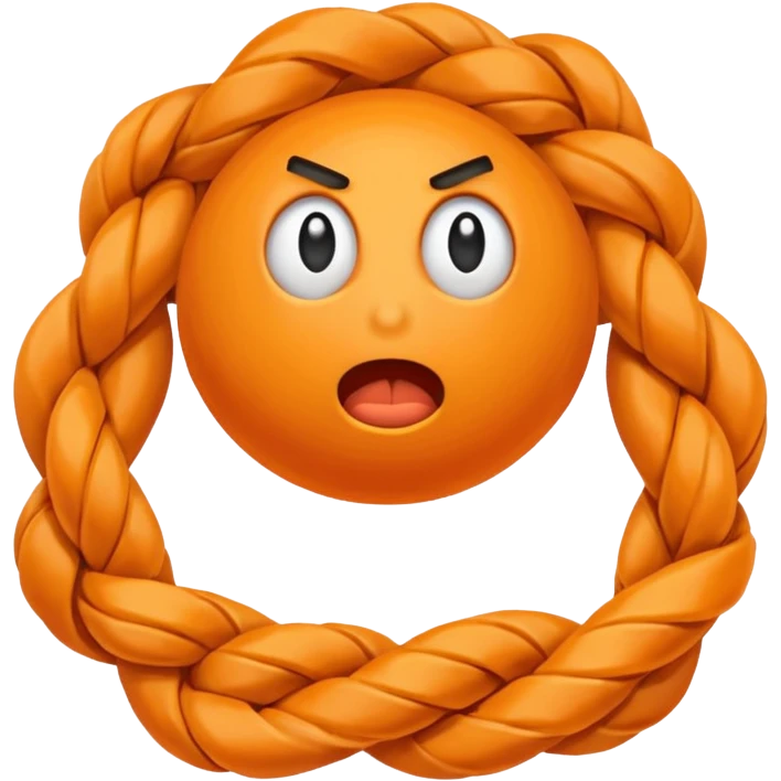 can i have an image of an orange Knotted rope feeling frustrated emoji