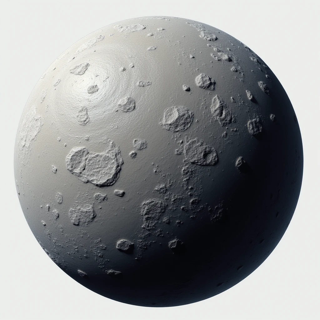 The planet Mercury as a realistic round rocky planet, subtle color variations, soft transitions between light and dark gray, realistic style emoji