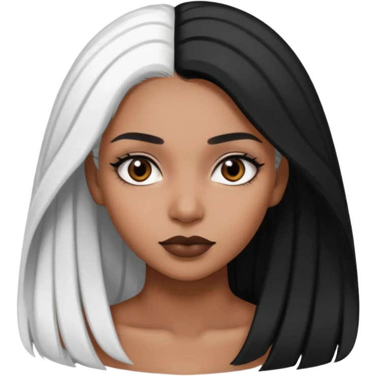 Beautiful black woman with split half black and white hair emoji