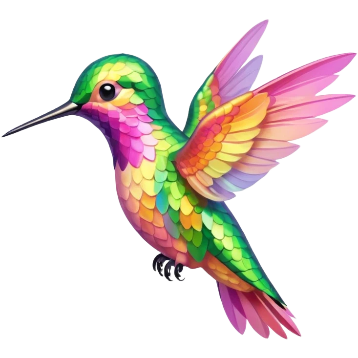 peach pink and yellow-green humming bird emoji