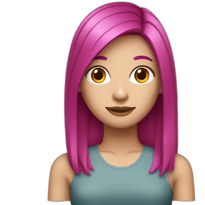 White girl with medium long straight magenta hair  emoji