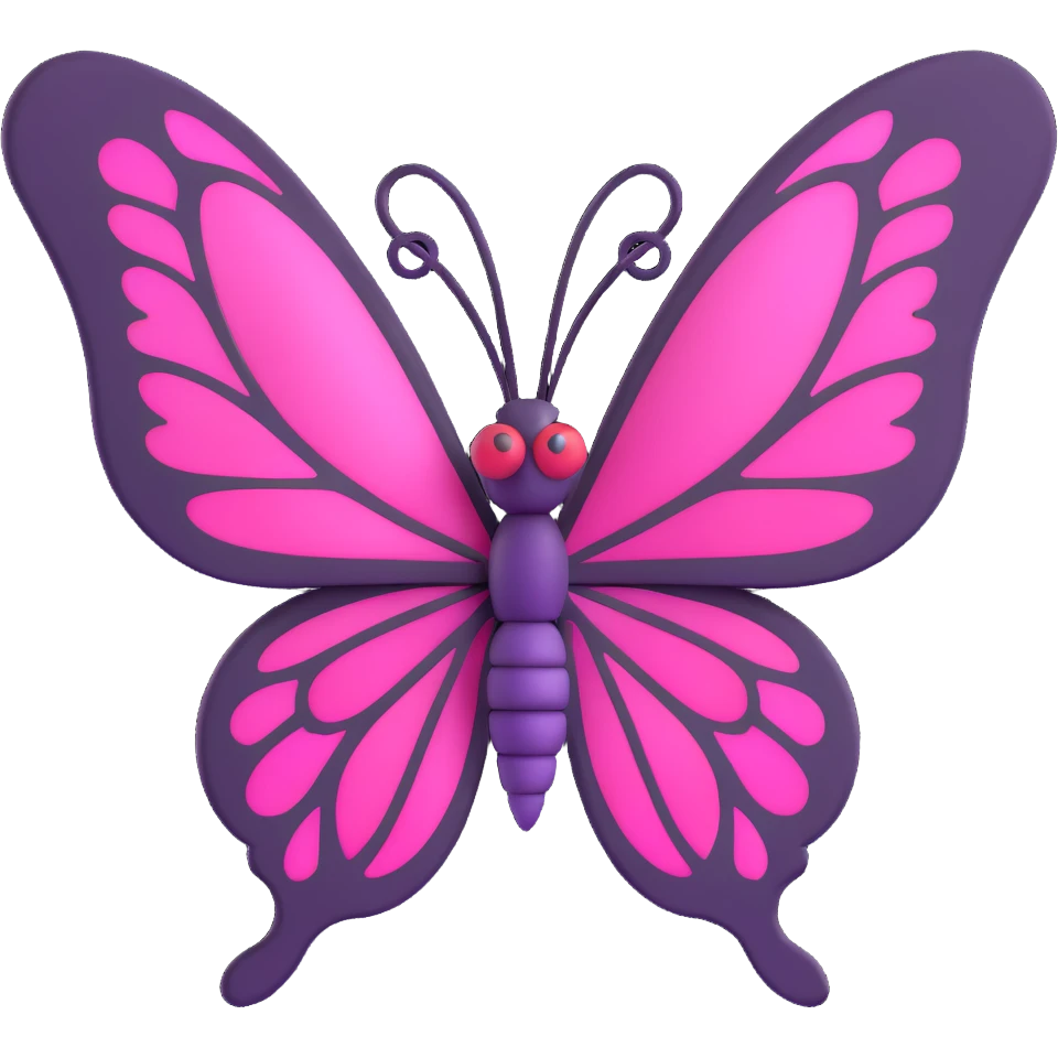 3D gothic butterfly with pink wings, dark and elegant emoji
