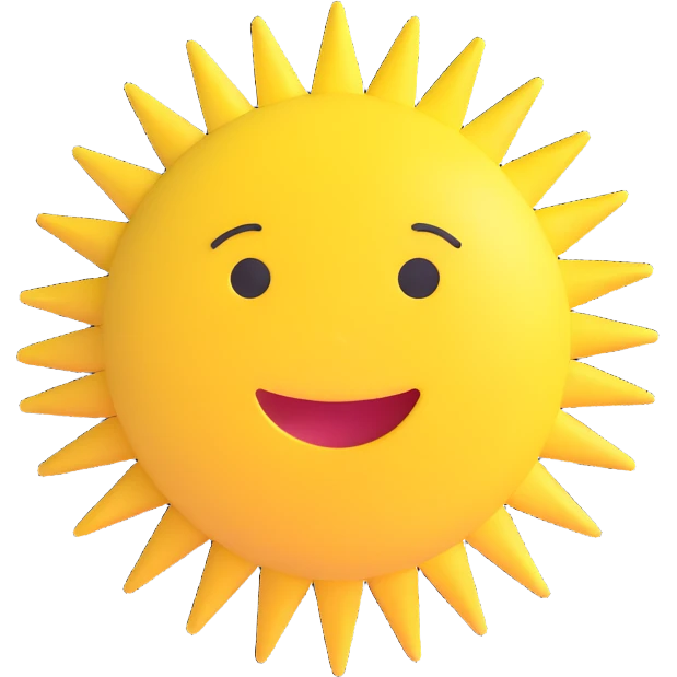 3D style sun, no facial features, no eyes, no mouth, no inner details, just a yellow circle and rays, completely neutral design, suitable for Discord role icon emoji