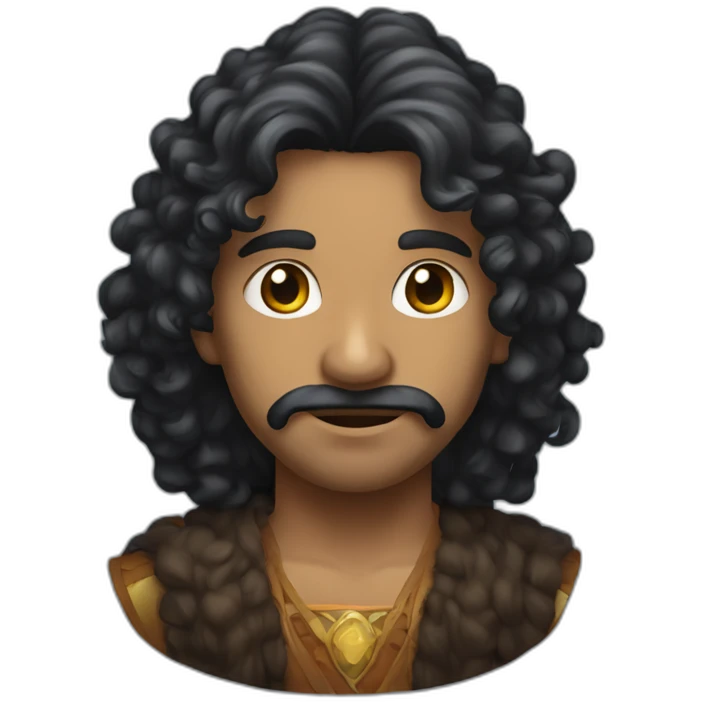 Long dark curly hair Indian dungeon master emoji