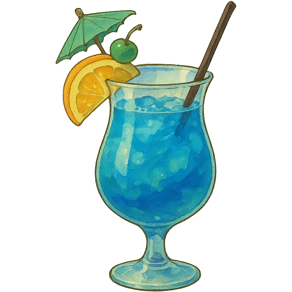 blue curaçao tropical cocktail in a hurricane glass emoji