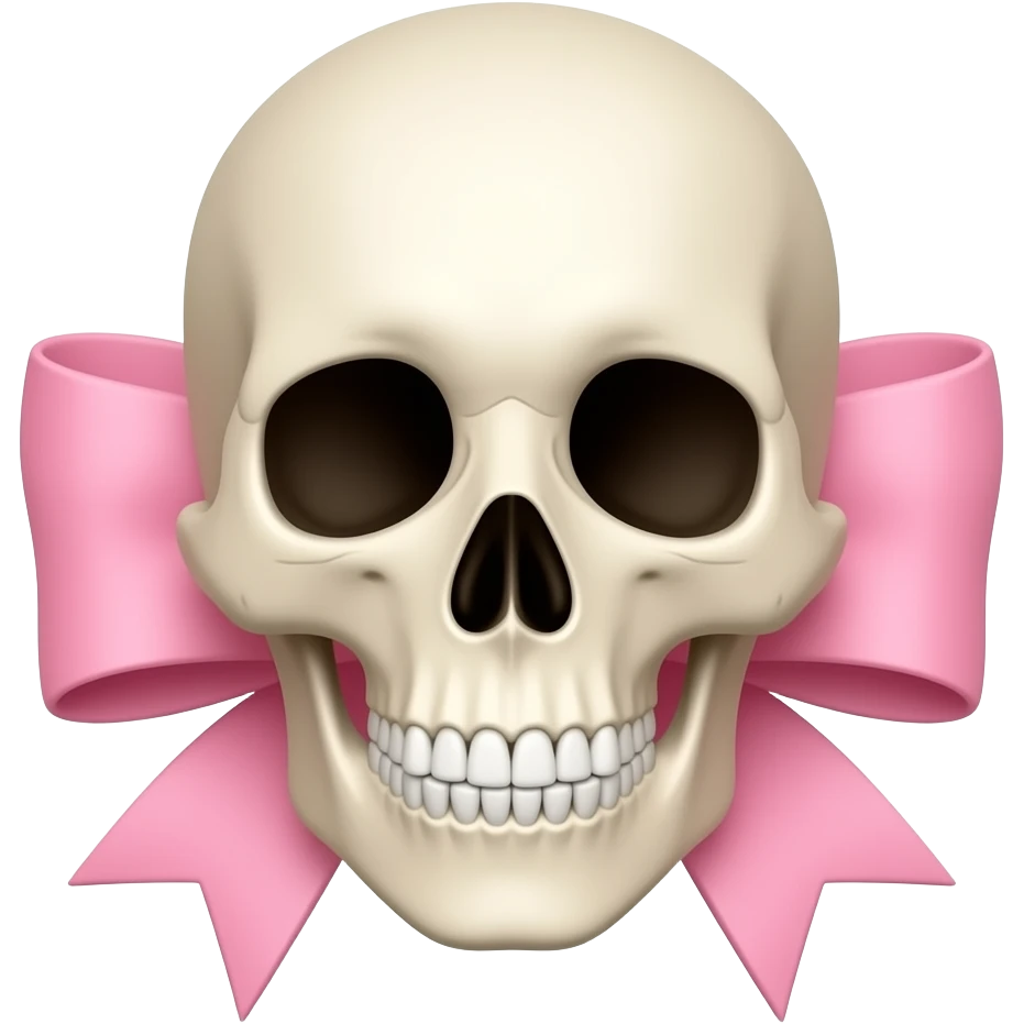 Normal skeleton with pink bow emoji