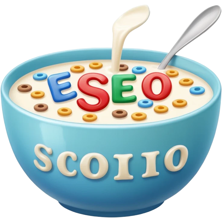 milk with letter cereals inside spelling SEO emoji