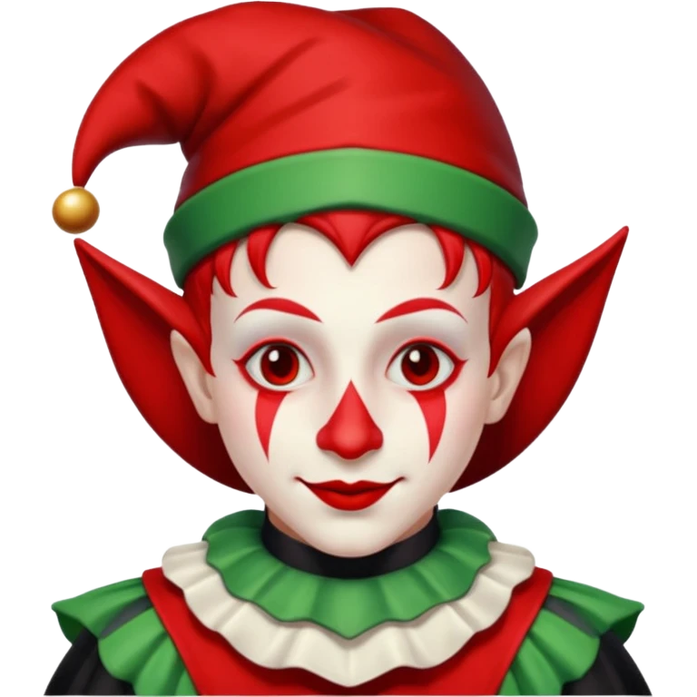 Jester, black and red and white emoji