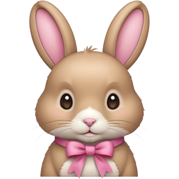 a beige rabbit with a pink ribbon on its neck emoji