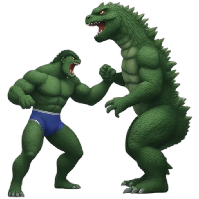 Godzilla in a wrestling match emoji