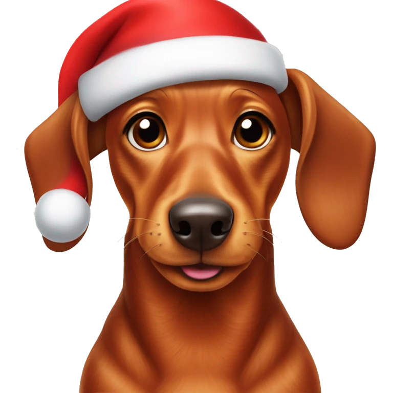 Red dachshund in Santa hat emoji
