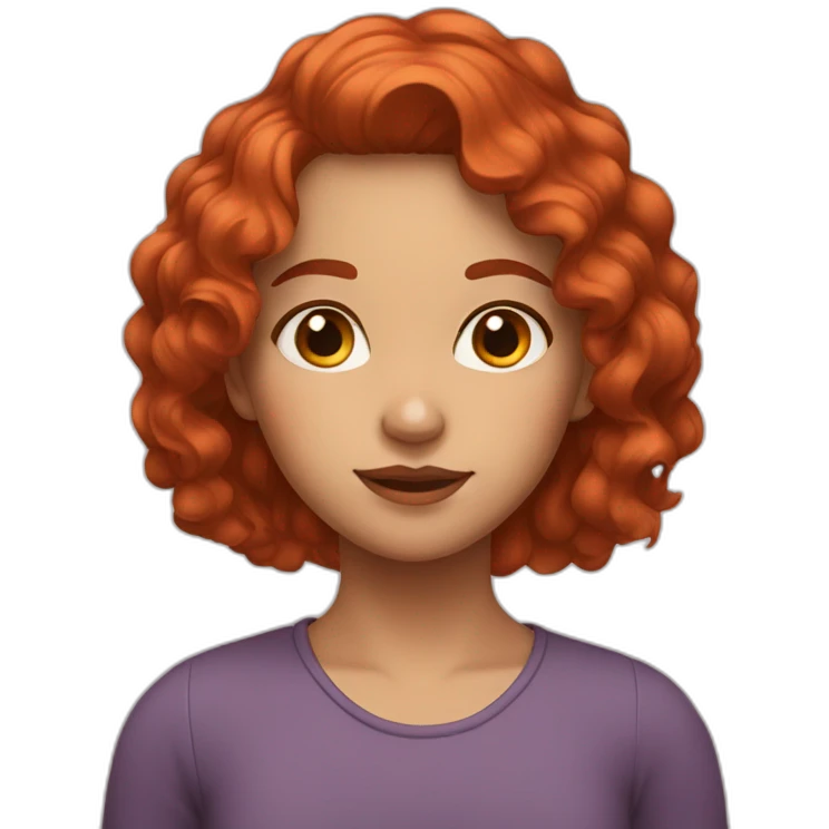 A girl with short, wavy red hair, brown eyes emoji