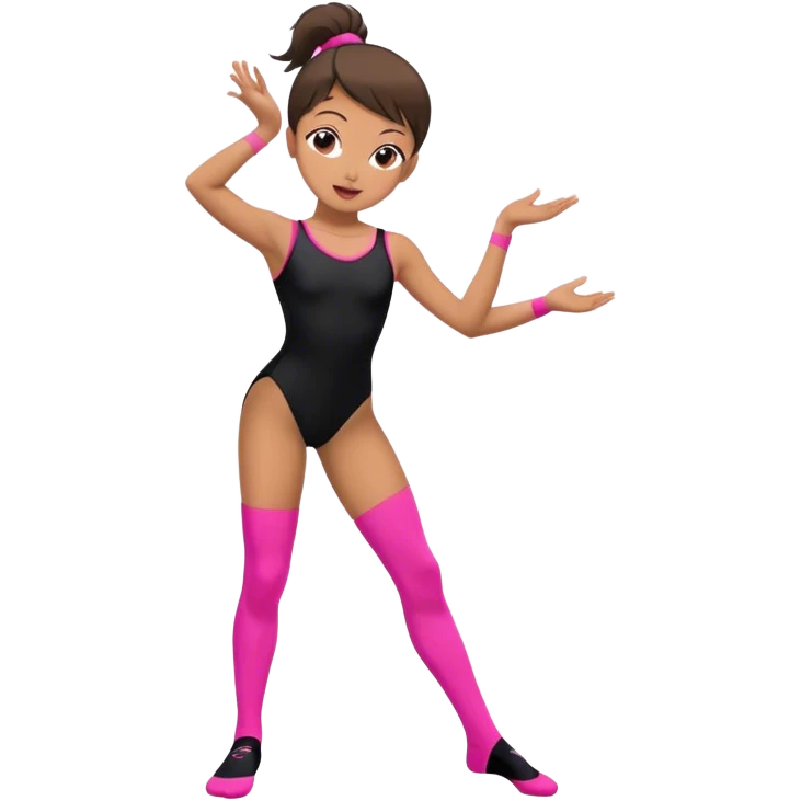 sport dancer in black leotards and pink socks who talk emoji