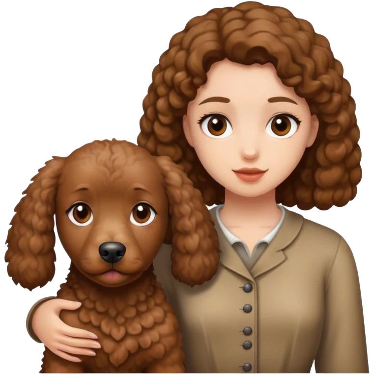 Brown Pudel dog and girl emoji