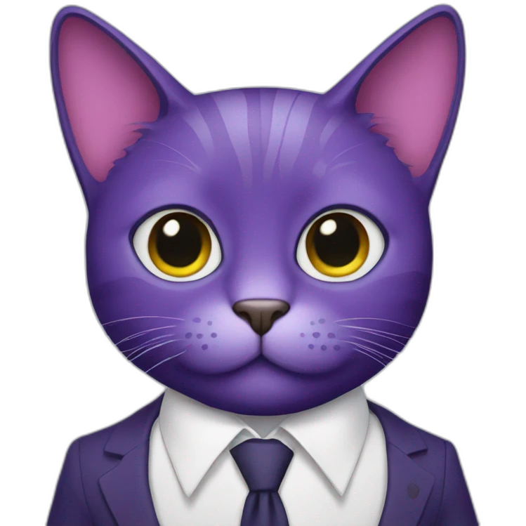 Purple cat in a suit emoji