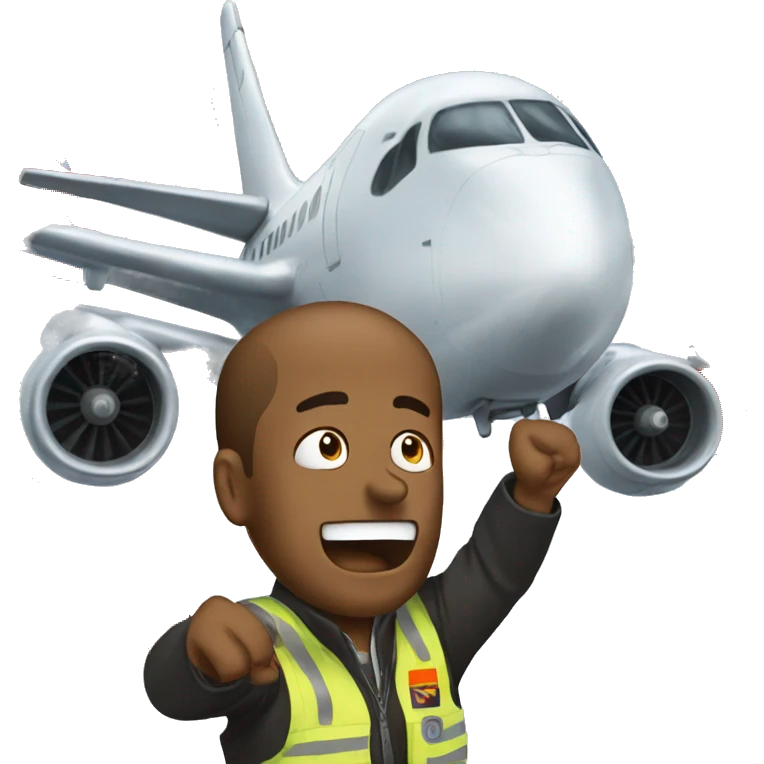 panic in front of a plane emoji