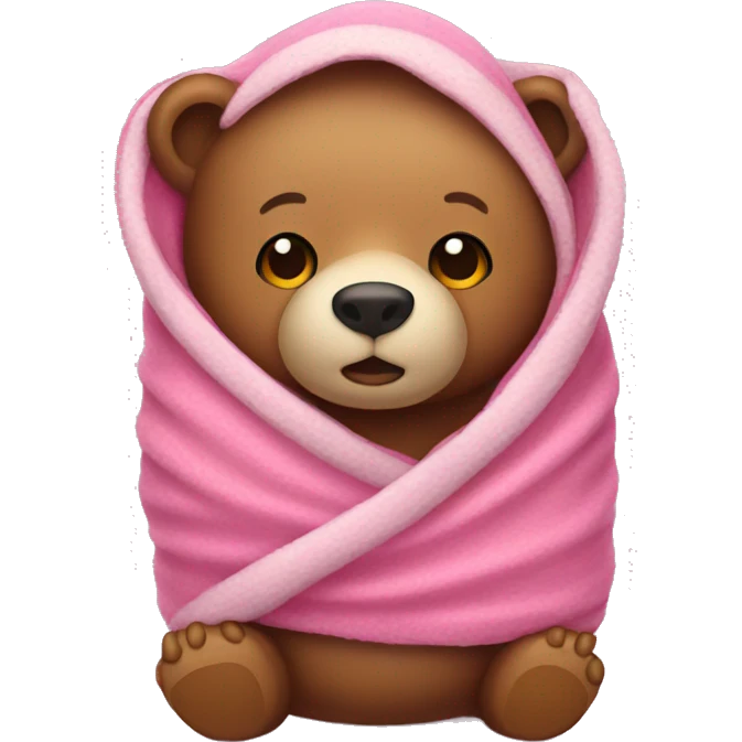 bear wrapped in pink blanket emoji