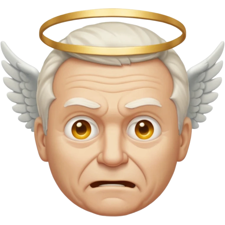 Angry older white male Italian angel like a smiley face emoji