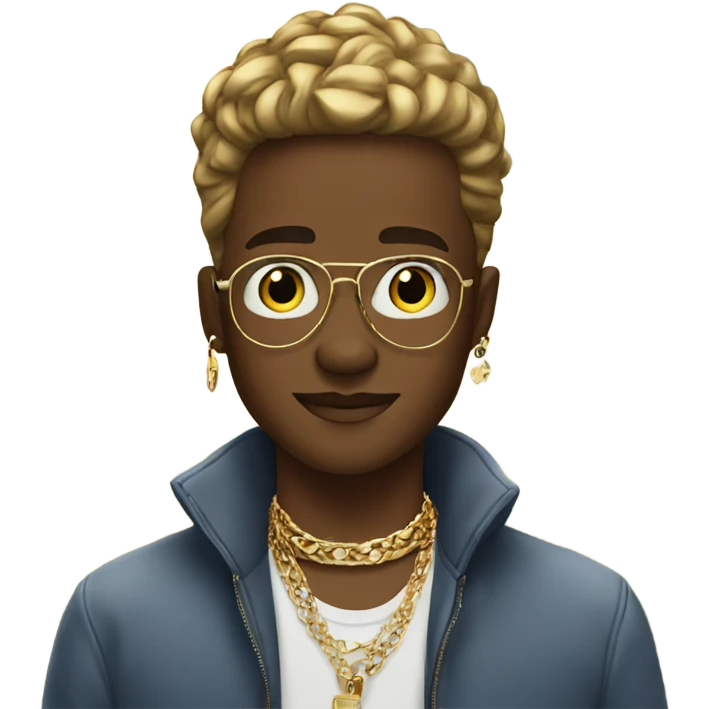 stylish boy with jewelry outdoors emoji
