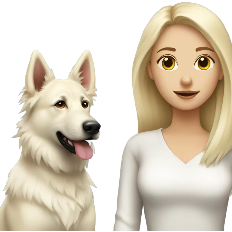 blonde girl and white shepherd emoji