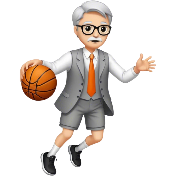 Dressed as a professor playing basketball emoji
