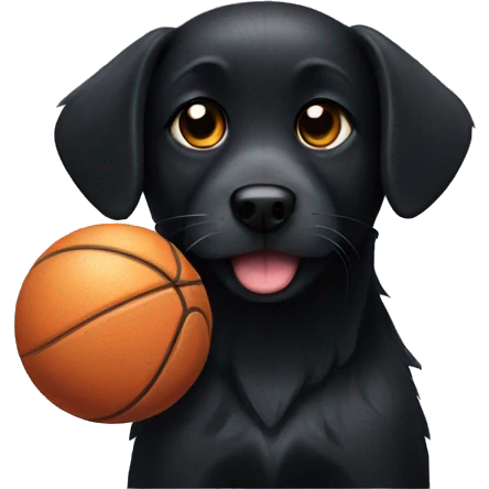 Black dog with ball emoji