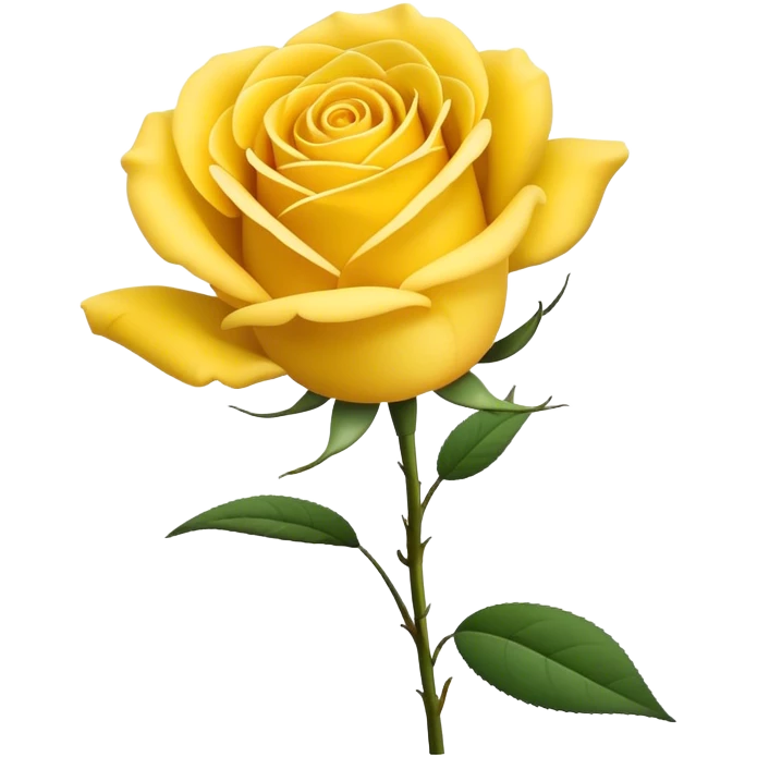 single Sunshine Yellow Tea Rose, straight stem emoji