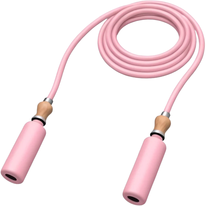 Pastel pink skipping rope with wooden handles, minimal background emoji