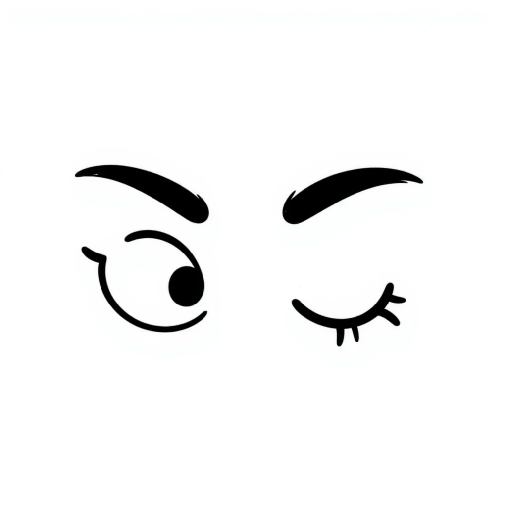 playful hand-drawn doodle style eyebrows, no face emoji