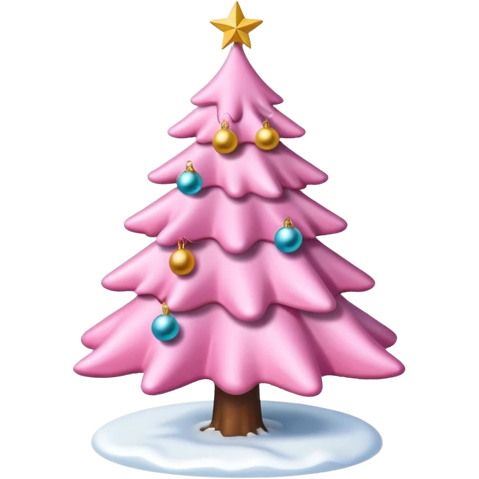 Pink Christmas tree with snow on it emoji