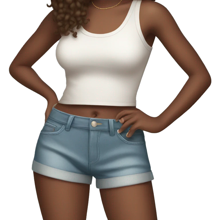 girl with a crop top and shorts emoji