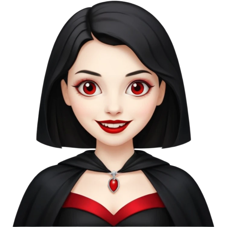 Vampire lady in black dress with cape, smile emoji