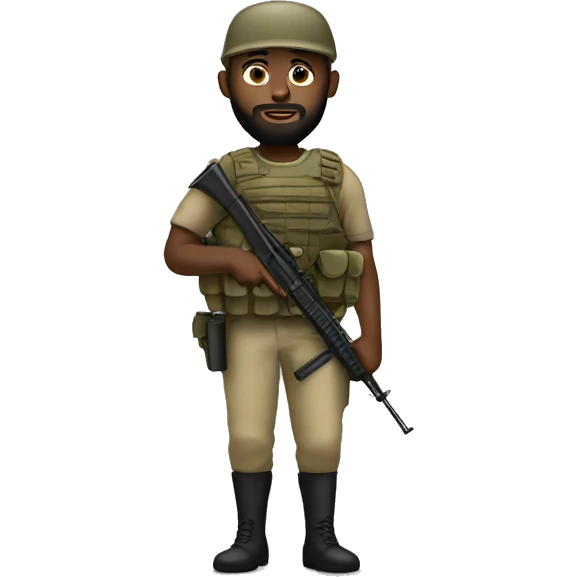 soldier black man with beard rifle standing emoji