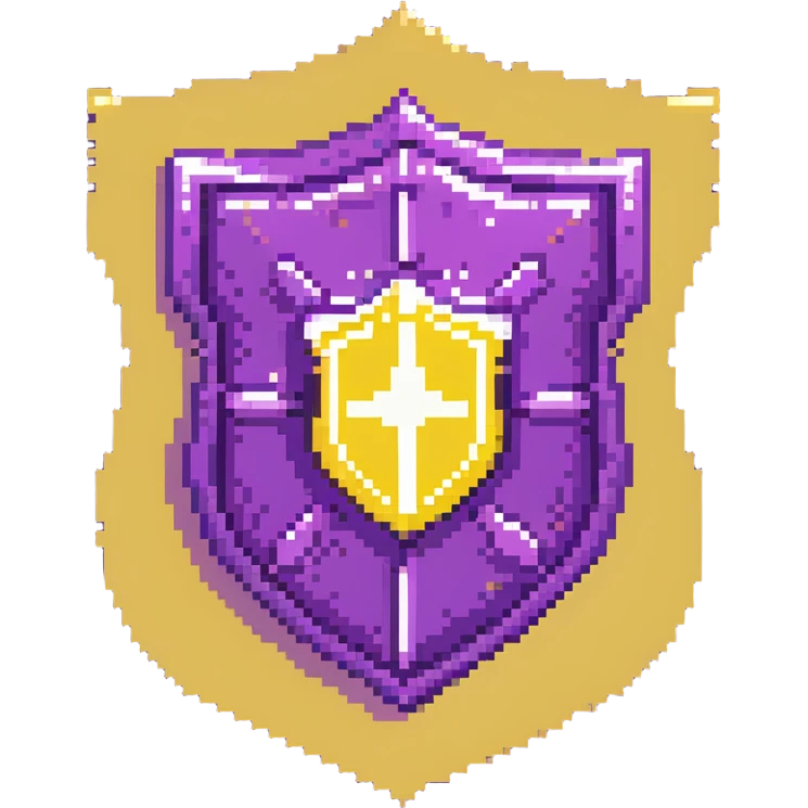 simple purple magical code shield with aura emoji