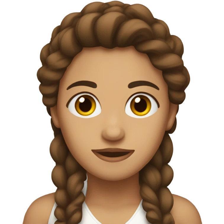 Mujer blanca pelo marrón ojos a ojos marrones y aesthetic emoji