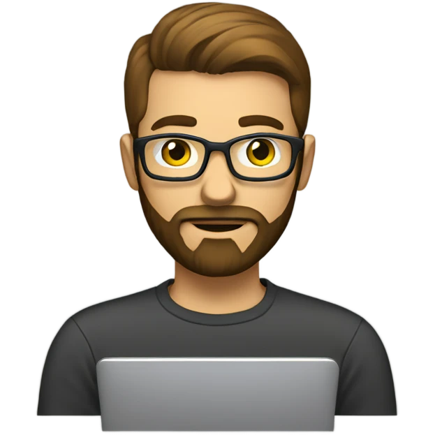WEB DEVELOPER WORKING ON HIS LAPTOP add beard  emoji