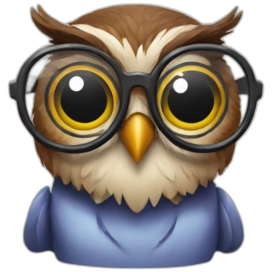 Science owl with glasses emoji