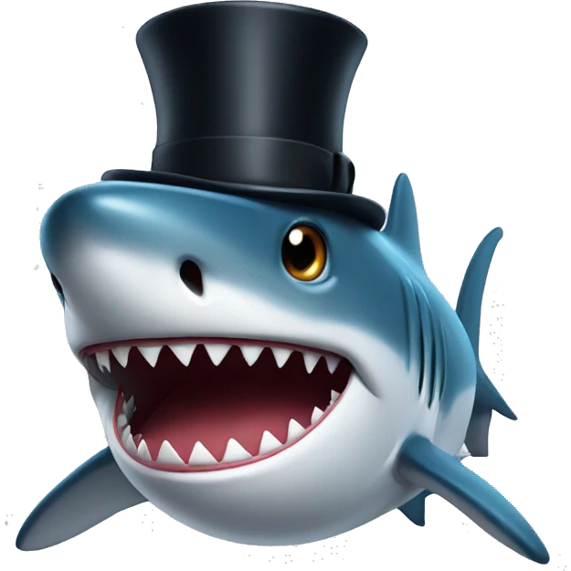 Shark with a top hat emoji