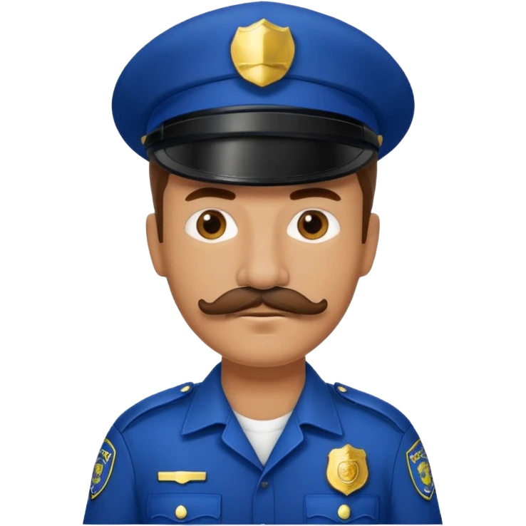 Male police officer, cap on, mustache, realistic portrait emoji