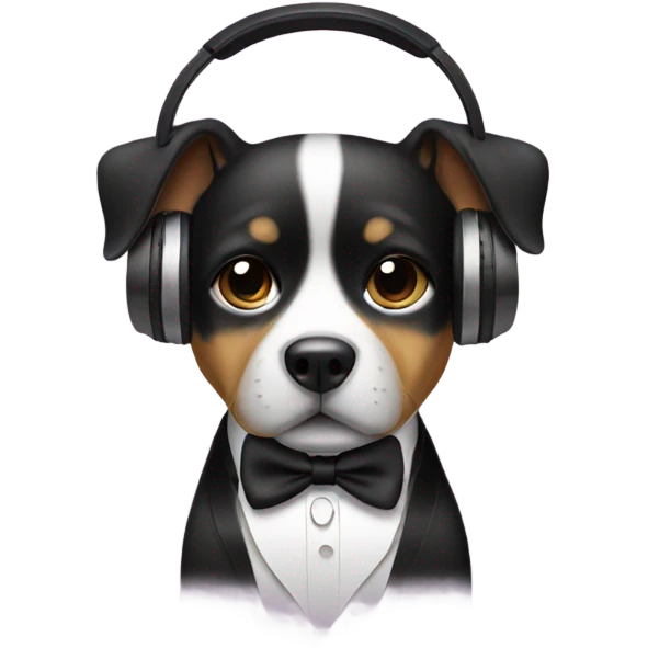 Dog with headphones and tuxedo emoji