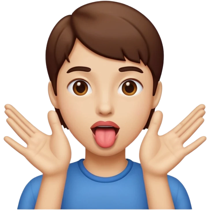 Toungue out with hands to the side emoji