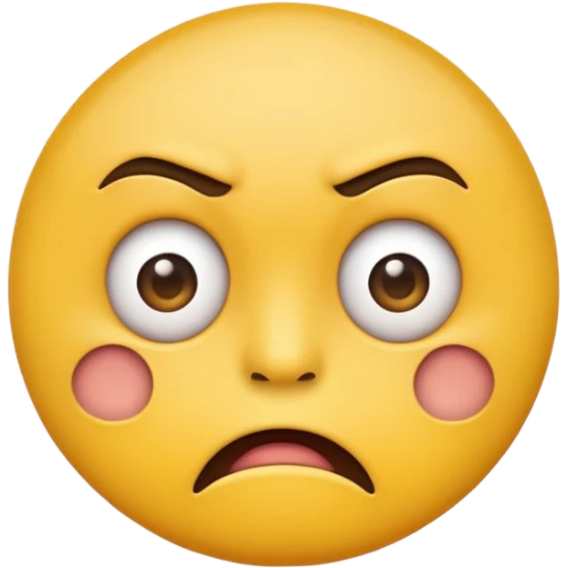 W shaped mouth but annoyed eyes on classic yellow circle emoji emoji