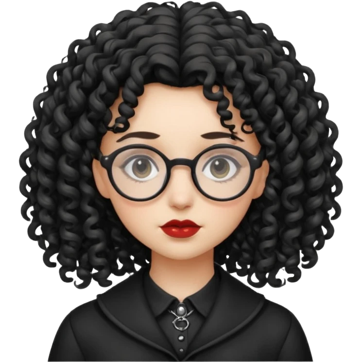 curly gothic girl with glasses emoji