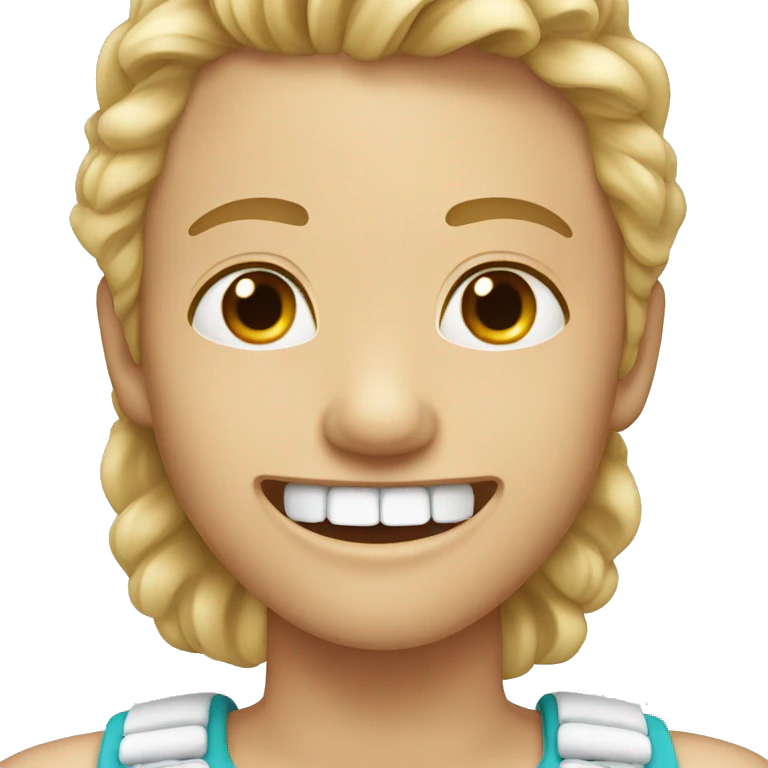 person with braces on teeth smiling emoji