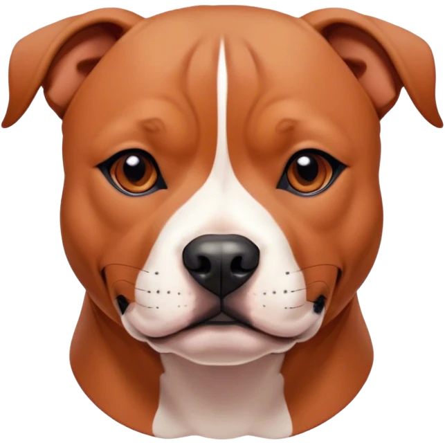 Cinematic Noble Red/Fawn Staffordshire Bull Terrier Portrait Emoji, Poised and regal, with a compact, muscular build and a sleek, well-groomed red/fawn Fur accented by subtle white markings, deep-set soulful dark eyes, Simplified yet sharp and sophisticated features, highly detailed, glowing with a soft, dignified glow, high shine, intelligent and loyal, stylized with an air of strength, focused and attentive, soft glowing outline, capturing the essence of a watchful and confident guardian, so majestic it feels as though it could stride out of the screen with effortless authority! emoji