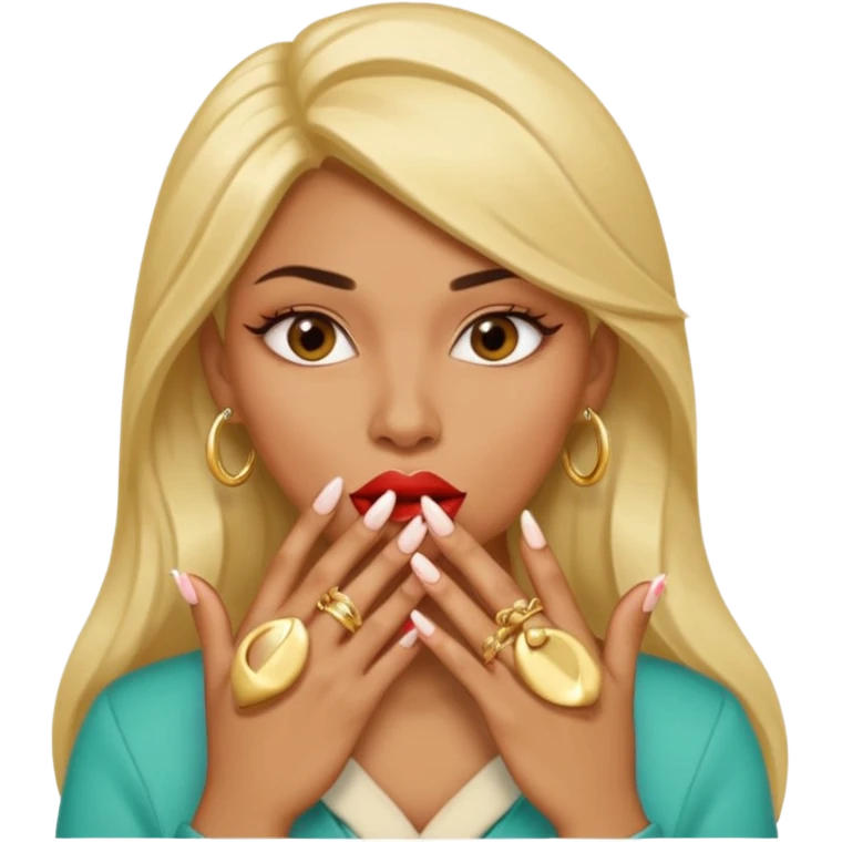 Big lips long nails bestie circle head biting her 1 nail emoji