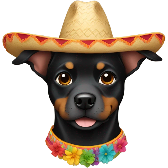 Black dog with a sombrero emoji