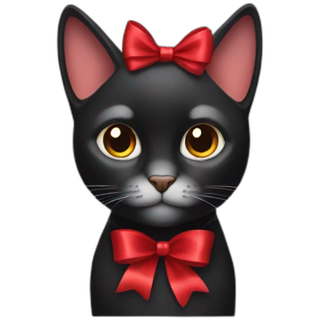 Black cat with red bow emoji
