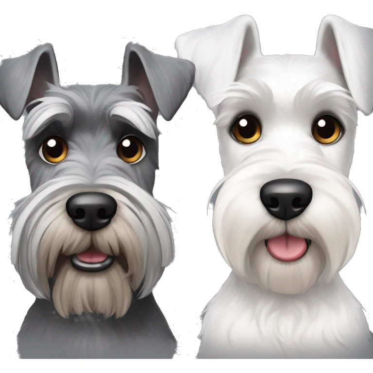 One big gray and dark eyed schnauzer with one small all white schnauzer  emoji