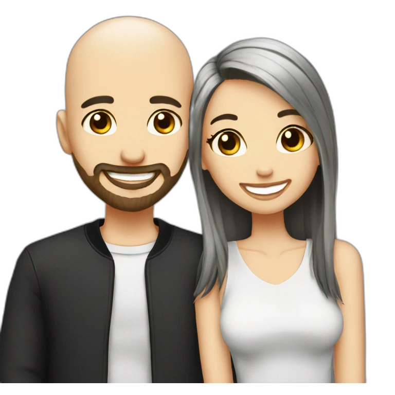 Happy-secret-couple-bald-guy-with-beard-with-emo-girl emoji